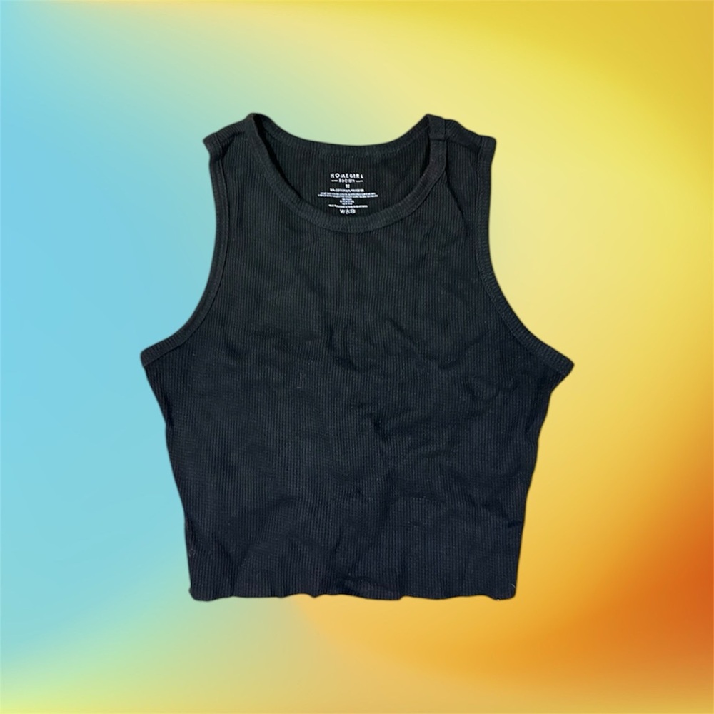 Black Ribbed Tank Top